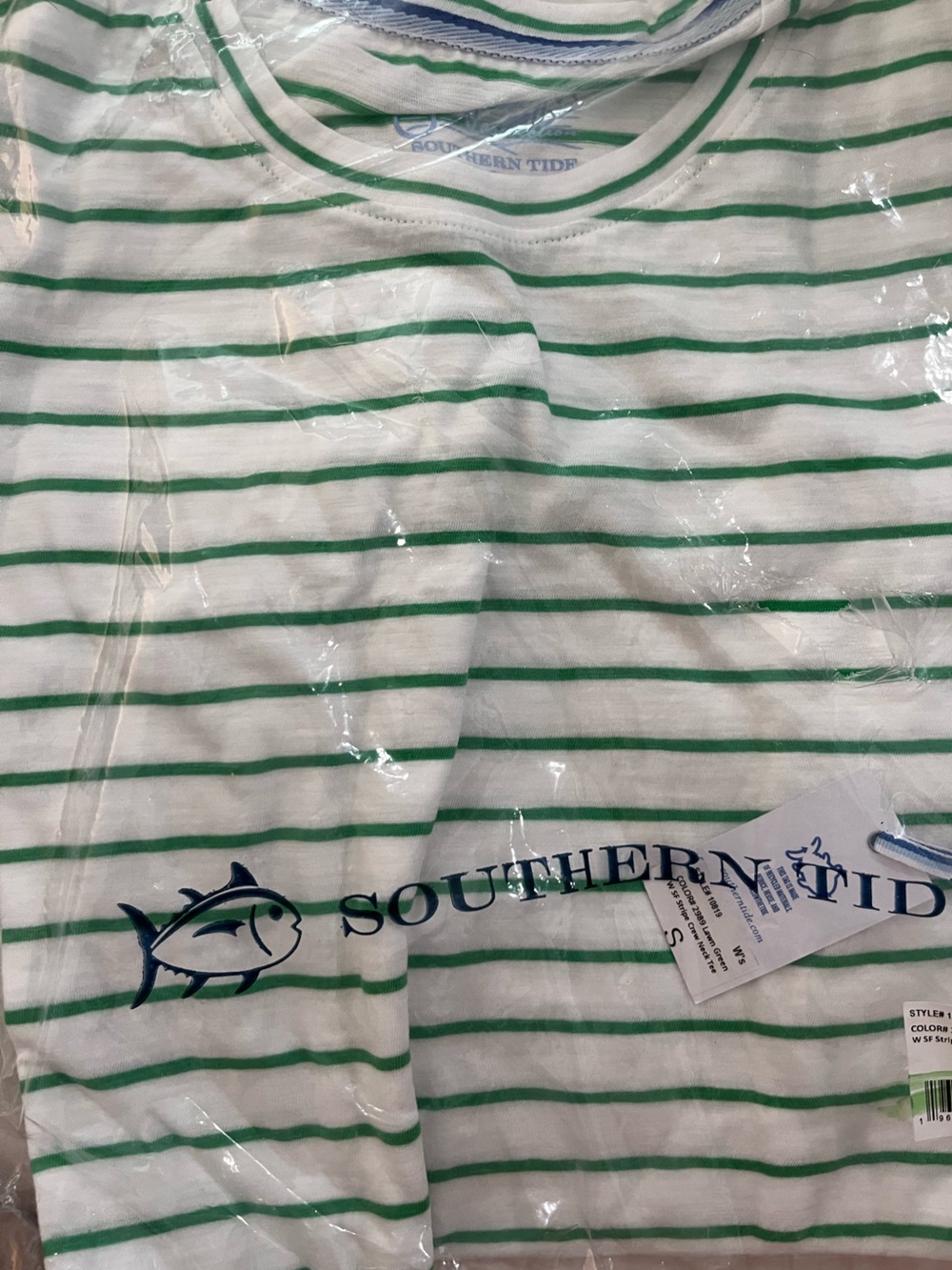 Southern Tide Lawn Green Sun Farer Stripe Crewneck S - Picture 2 of 5